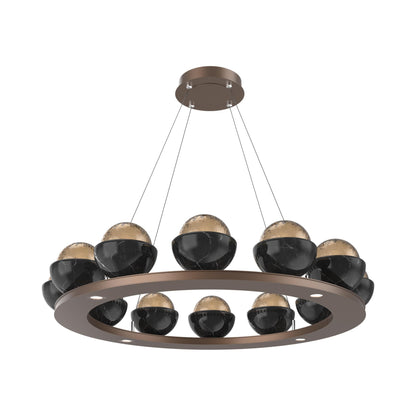 Cabochon Ring Bronze LED Chandelier in Burnished Bronze/Black Marble (36.7-Inch).