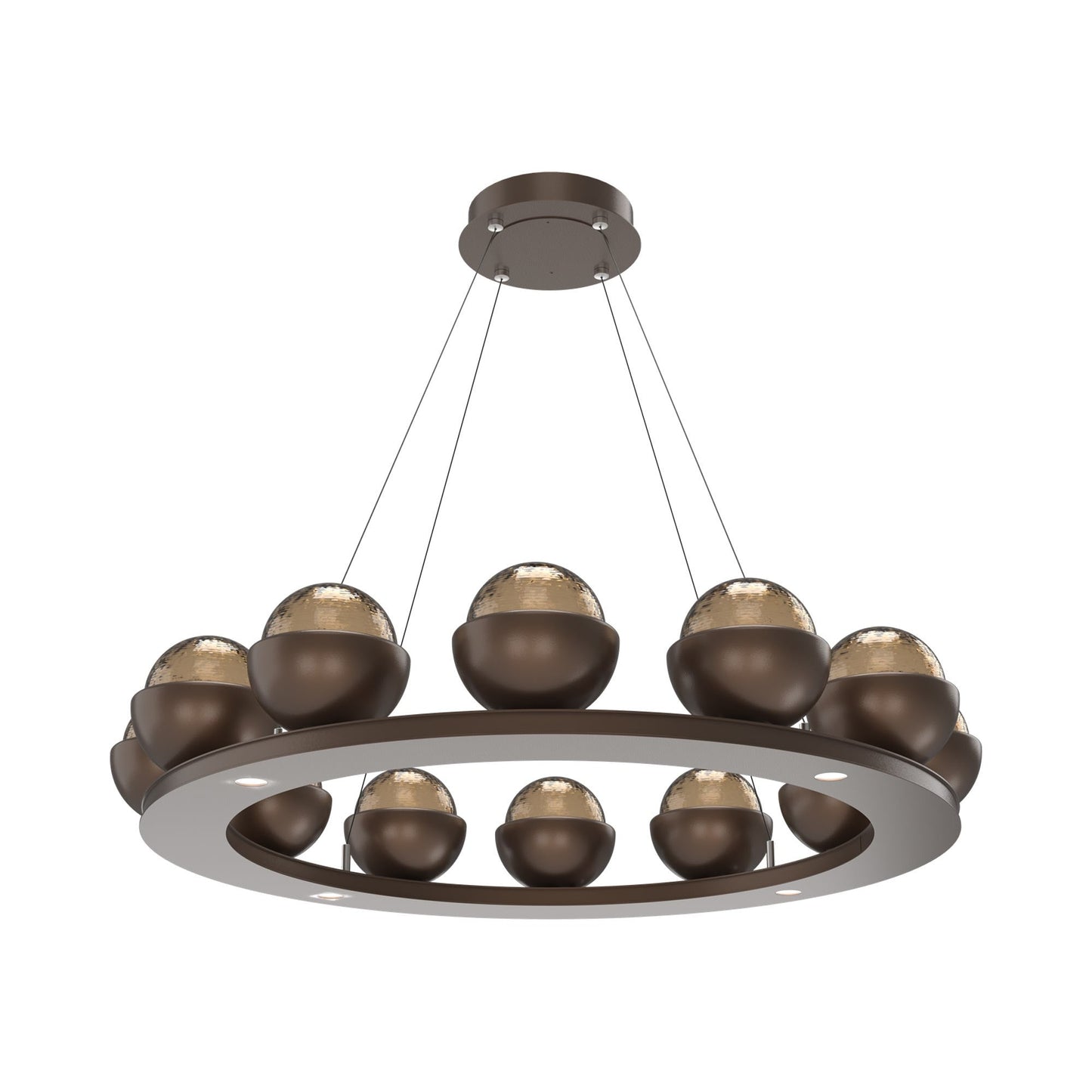 Cabochon Ring Bronze LED Chandelier in Burnished Bronze/Matching Finish (36.7-Inch).