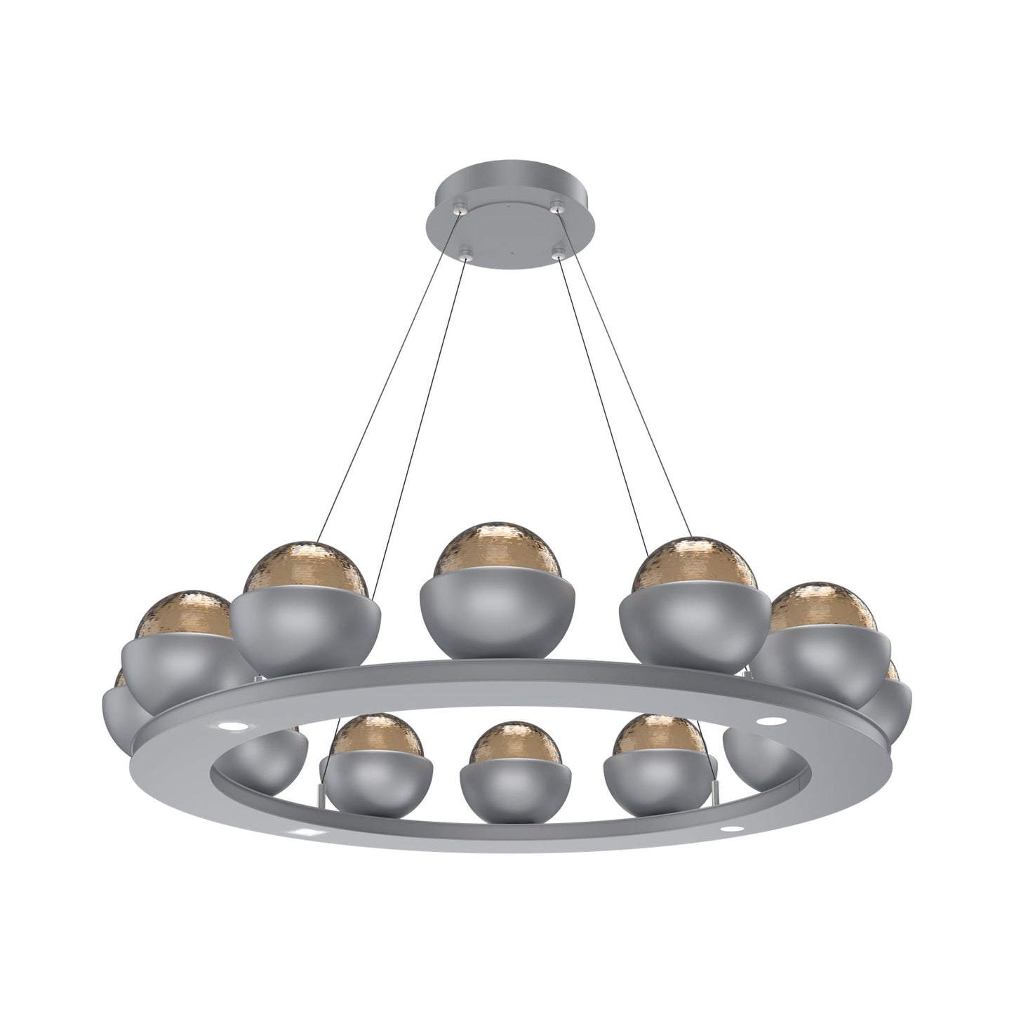 Cabochon Ring Bronze LED Chandelier in Classic Silver/Matching Finish (36.7-Inch).
