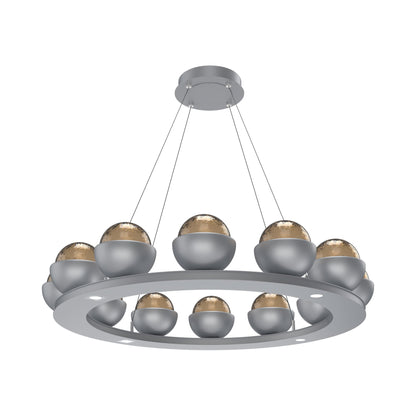 Cabochon Ring Bronze LED Chandelier in Classic Silver/Matching Finish (36.7-Inch).