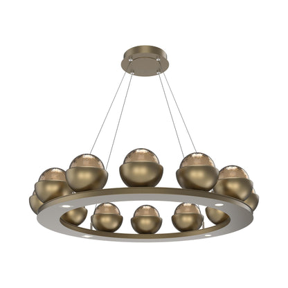 Cabochon Ring Bronze LED Chandelier in Gilded Brass/Matching Finish (36.7-Inch).