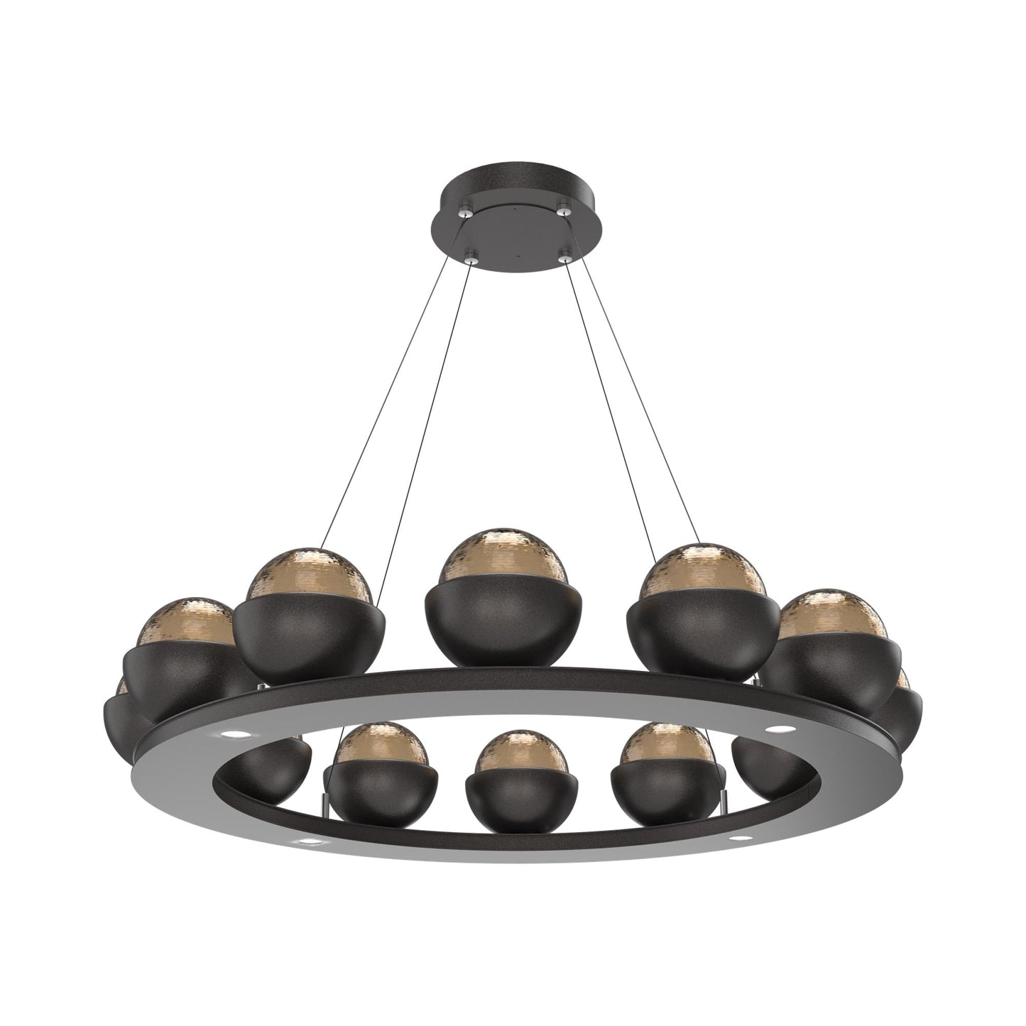 Cabochon Ring Bronze LED Chandelier in Graphite/Matching Finish (36.7-Inch).