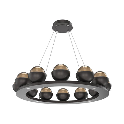Cabochon Ring Bronze LED Chandelier in Graphite/Matching Finish (36.7-Inch).