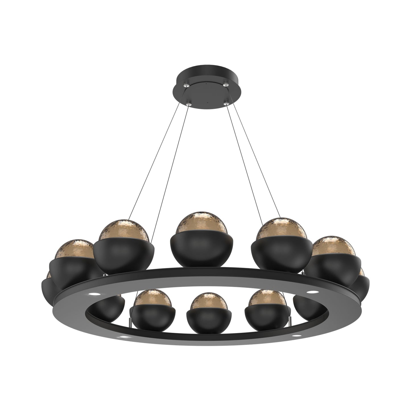 Cabochon Ring Bronze LED Chandelier in Matte Black/Matching Finish (36.7-Inch).