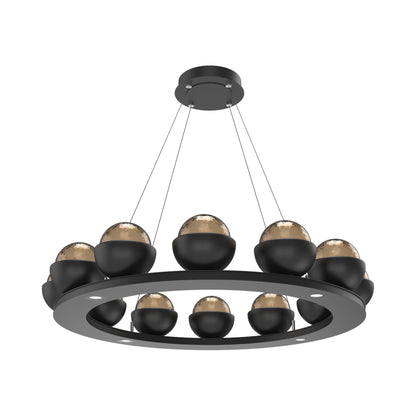 Cabochon Ring Bronze LED Chandelier in Matte Black/Matching Finish (36.7-Inch).