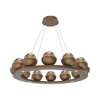 Cabochon Ring Bronze LED Chandelier in Novel Brass/Matching Finish (36.7-Inch).