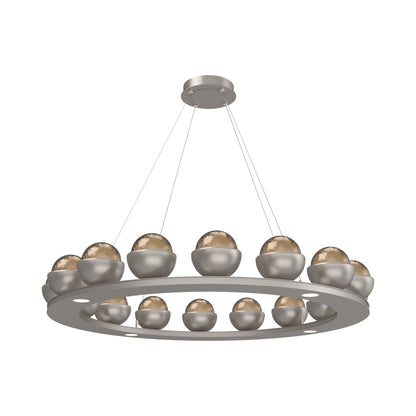 Cabochon Ring Bronze LED Chandelier in Beige Silver/Matching Finish (46.8-Inch).