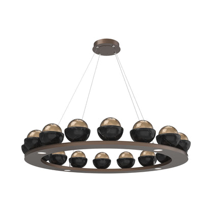 Cabochon Ring Bronze LED Chandelier in Burnished Bronze/Black Marble (46.8-Inch).