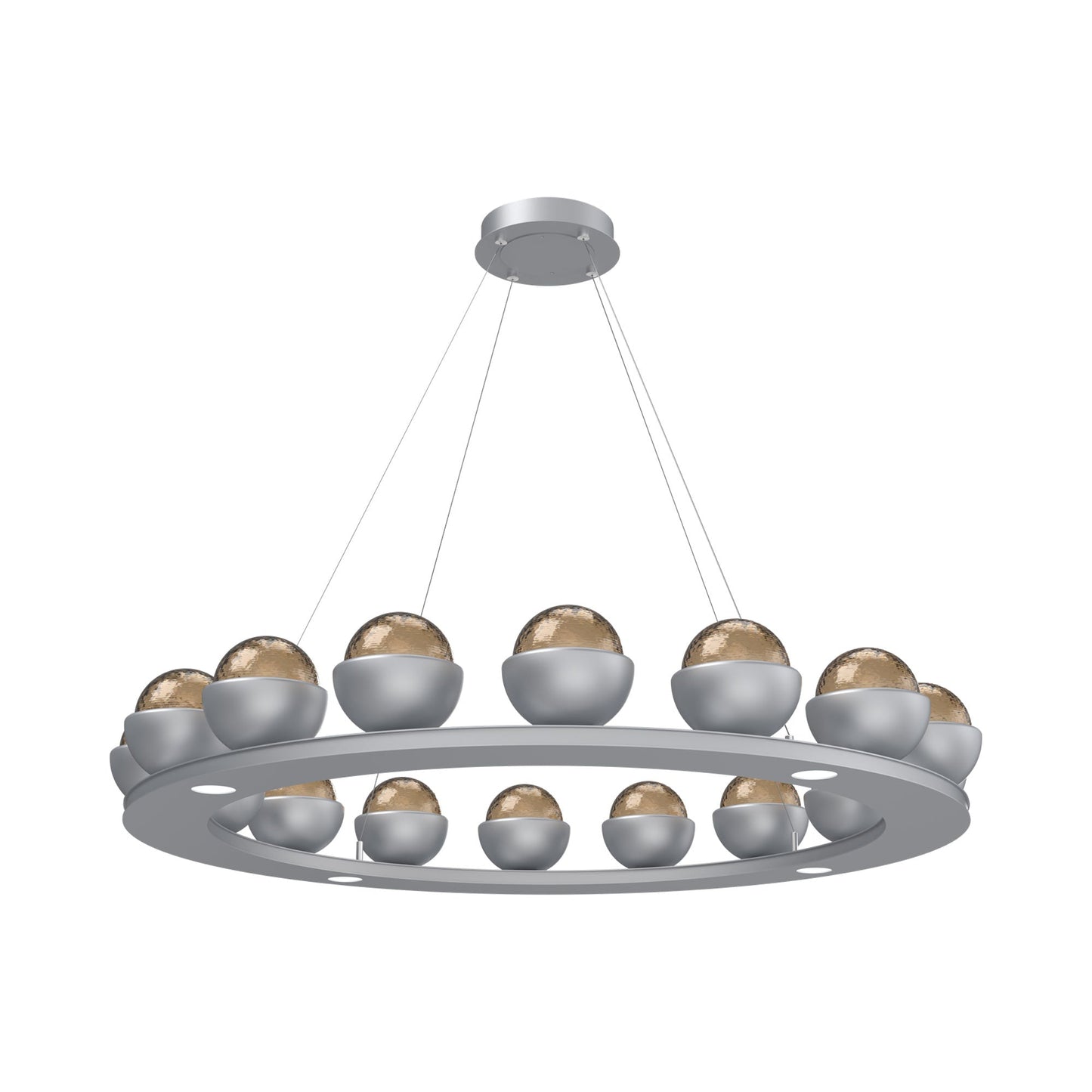 Cabochon Ring Bronze LED Chandelier in Classic Silver/Matching Finish (46.8-Inch).