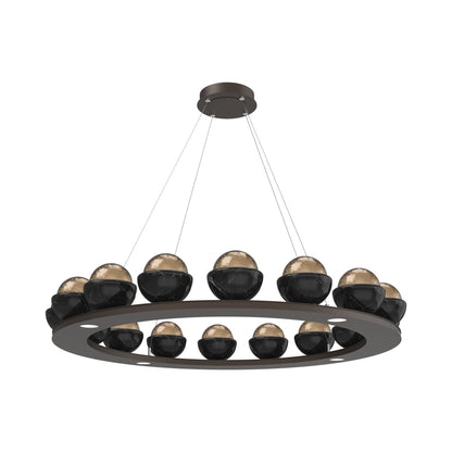 Cabochon Ring Bronze LED Chandelier in Flat Bronze/Black Marble (46.8-Inch).