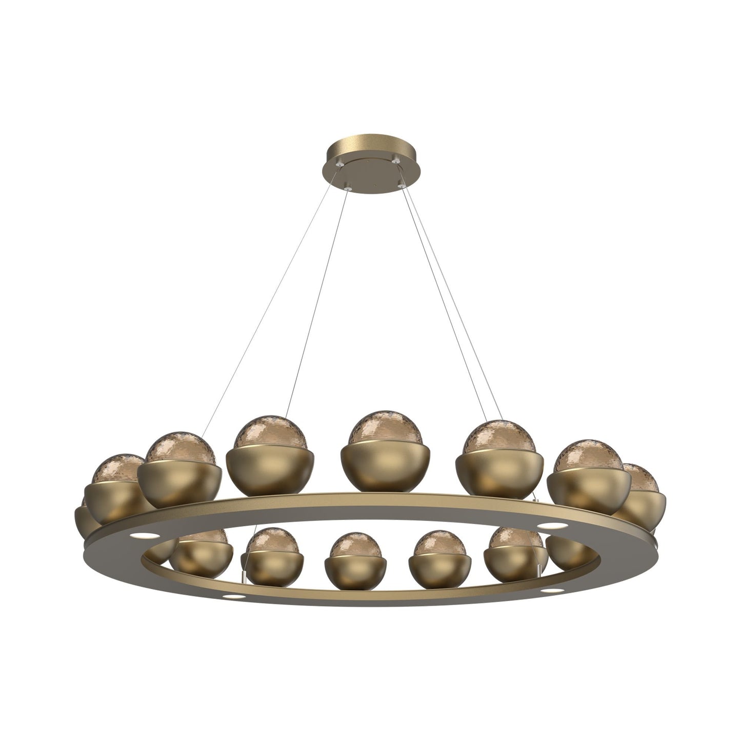 Cabochon Ring Bronze LED Chandelier in Gilded Brass/Matching Finish (46.8-Inch).