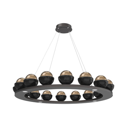 Cabochon Ring Bronze LED Chandelier in Graphite/Black Marble (46.8-Inch).