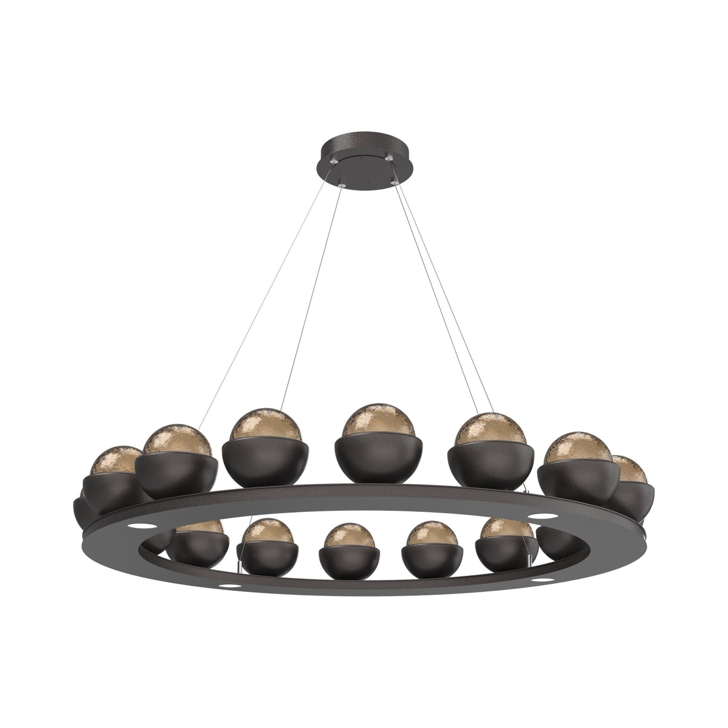 Cabochon Ring Bronze LED Chandelier in Graphite/Matching Finish (46.8-Inch).