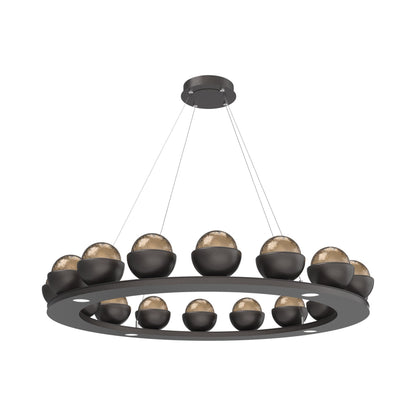 Cabochon Ring Bronze LED Chandelier in Graphite/Matching Finish (46.8-Inch).