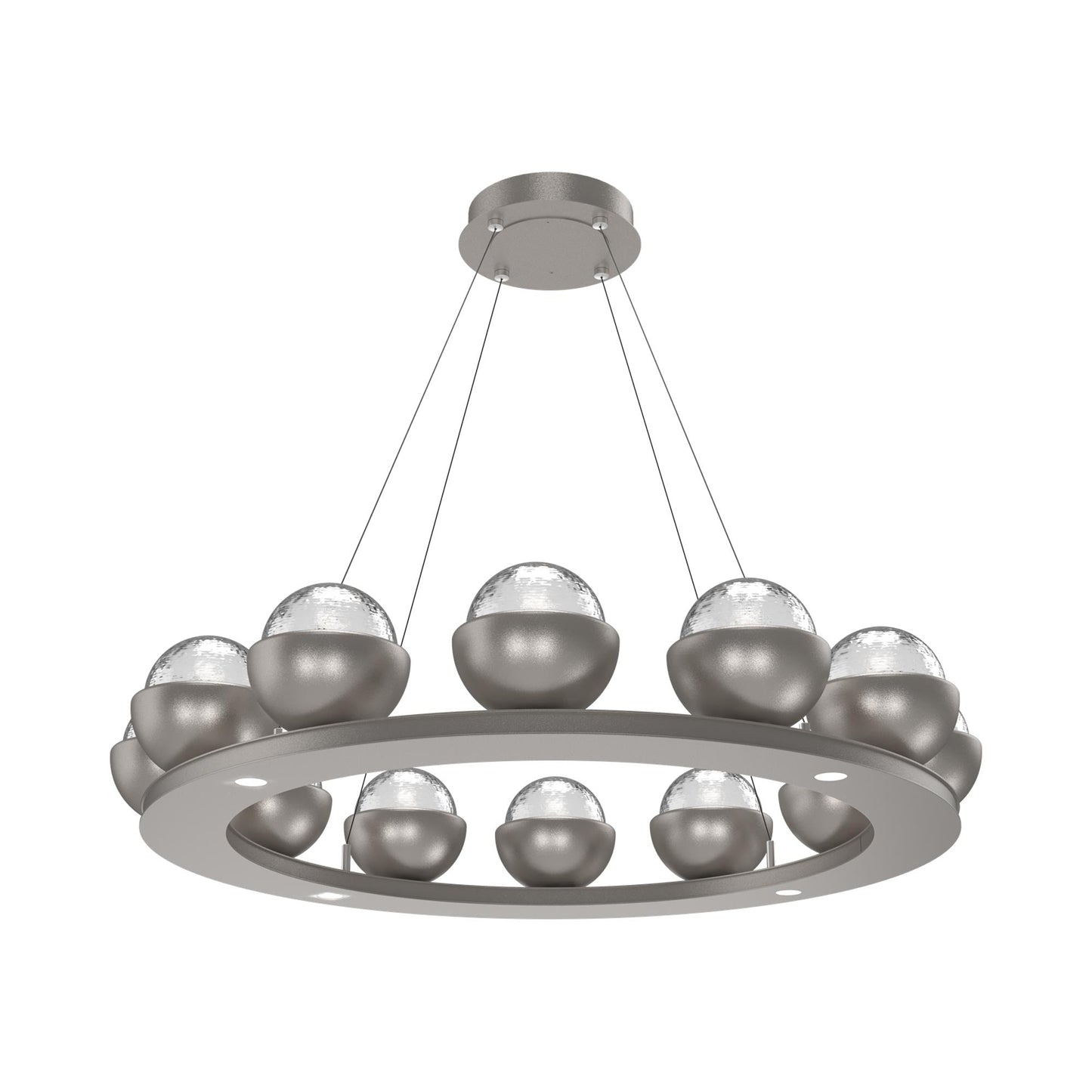 Cabochon Ring Clear LED Chandelier in Beige Silver/Matching Finish (36.7-Inch).