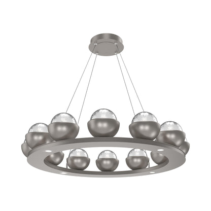 Cabochon Ring Clear LED Chandelier in Beige Silver/Matching Finish (36.7-Inch).