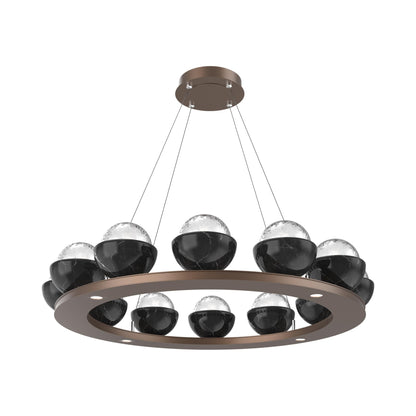 Cabochon Ring Clear LED Chandelier in Burnished Bronze/Black Marble (36.7-Inch).