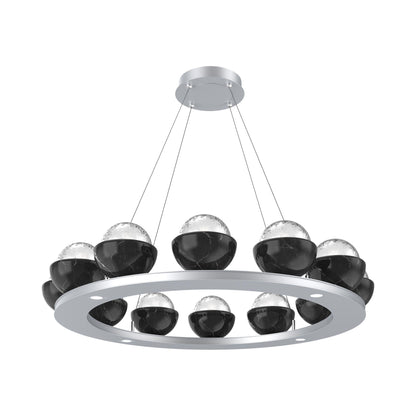 Cabochon Ring Clear LED Chandelier in Classic Silver/Black Marble (36.7-Inch).