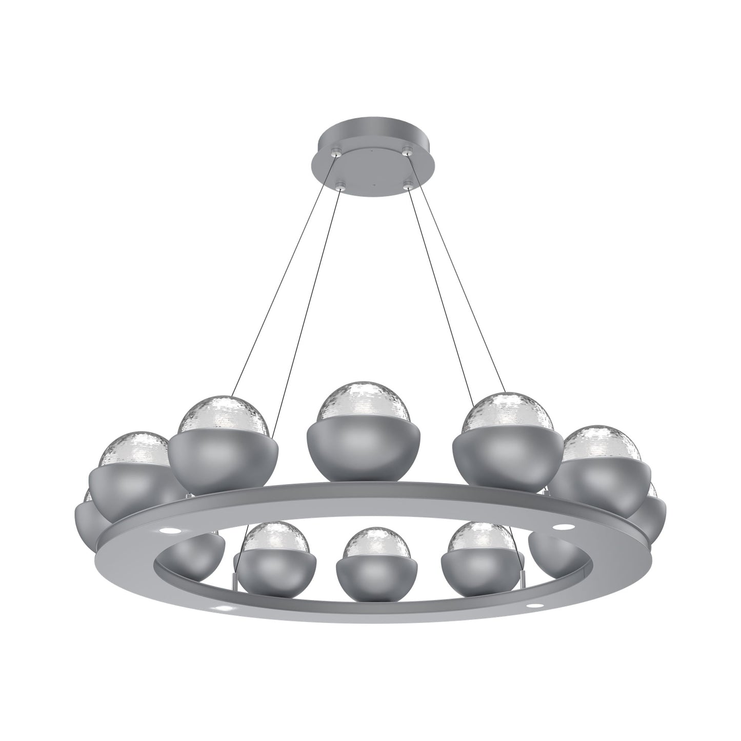Cabochon Ring Clear LED Chandelier in Classic Silver/Matching Finish (36.7-Inch).