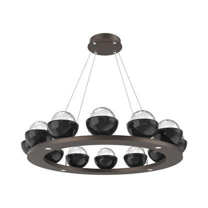 Cabochon Ring Clear LED Chandelier in Flat Bronze/Black Marble (36.7-Inch).