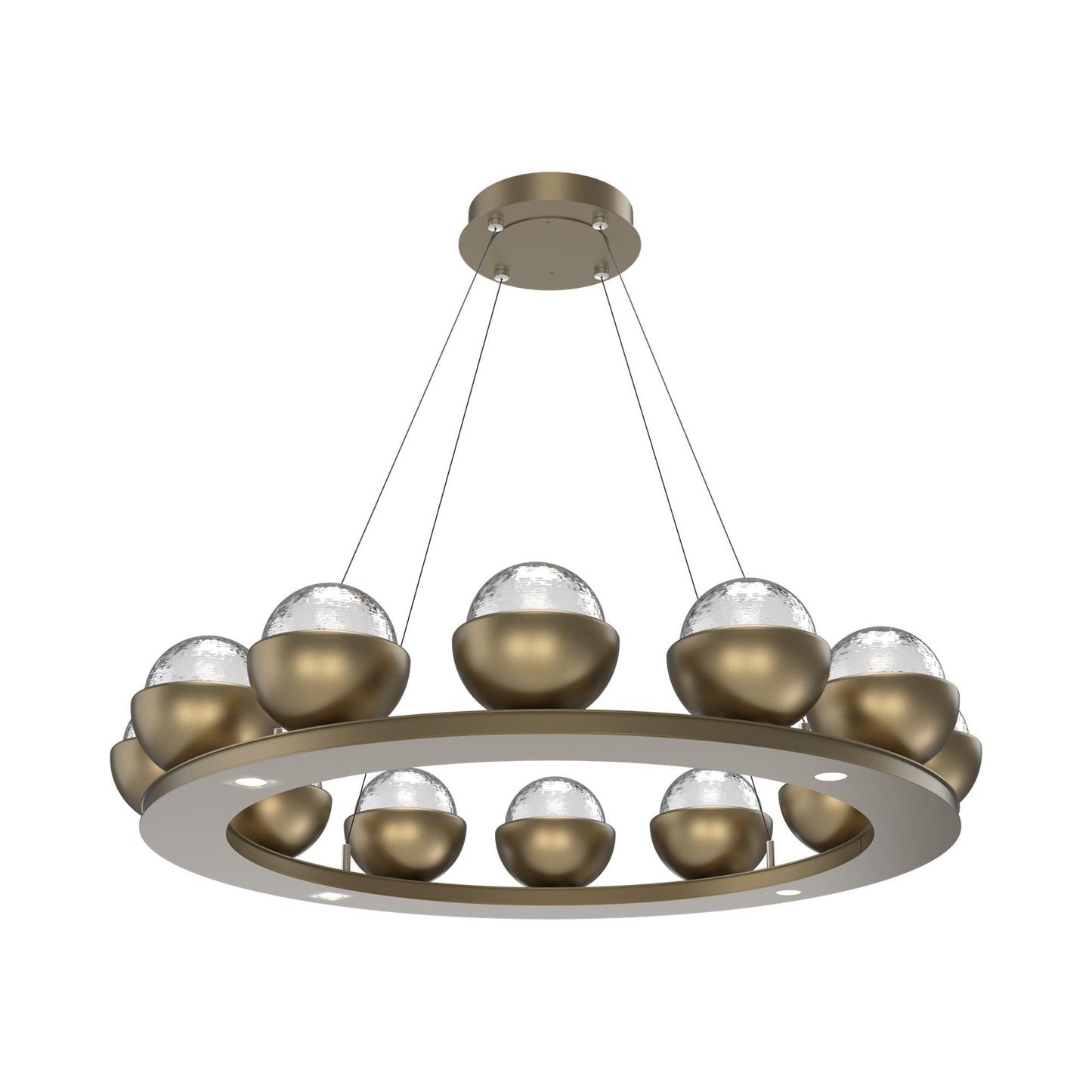Cabochon Ring Clear LED Chandelier in Gilded Brass/Matching Finish (36.7-Inch).