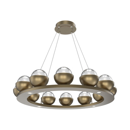 Cabochon Ring Clear LED Chandelier in Gilded Brass/Matching Finish (36.7-Inch).