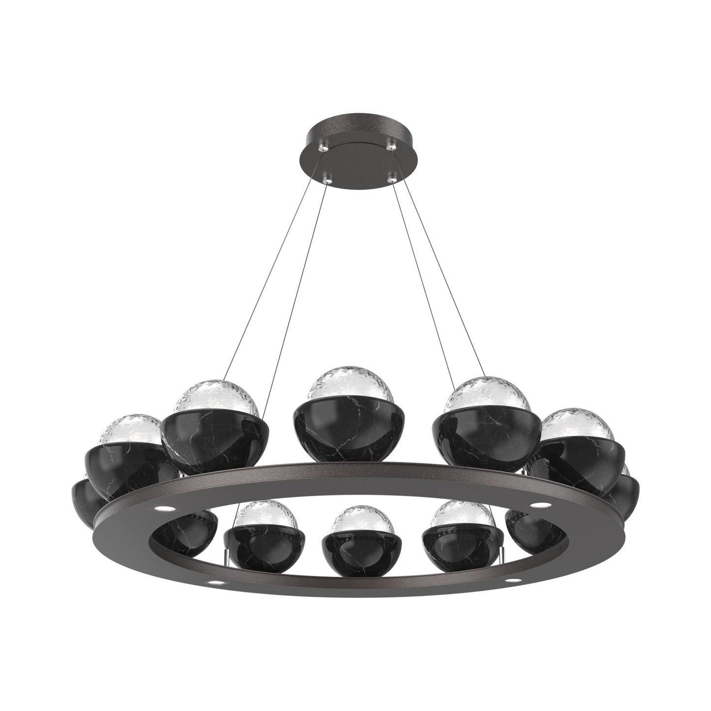 Cabochon Ring Clear LED Chandelier in Graphite/Black Marble (36.7-Inch).
