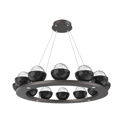 Cabochon Ring Clear LED Chandelier in Graphite/Black Marble (36.7-Inch).