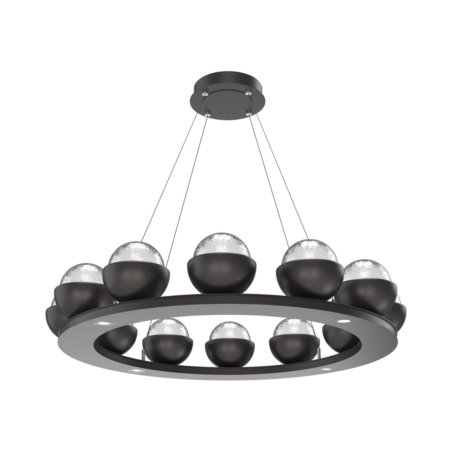 Cabochon Ring Clear LED Chandelier in Graphite/Matching Finish (36.7-Inch).
