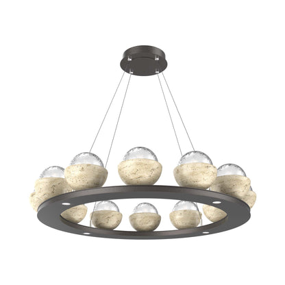 Cabochon Ring Clear LED Chandelier in Graphite/Travertine (36.7-Inch).