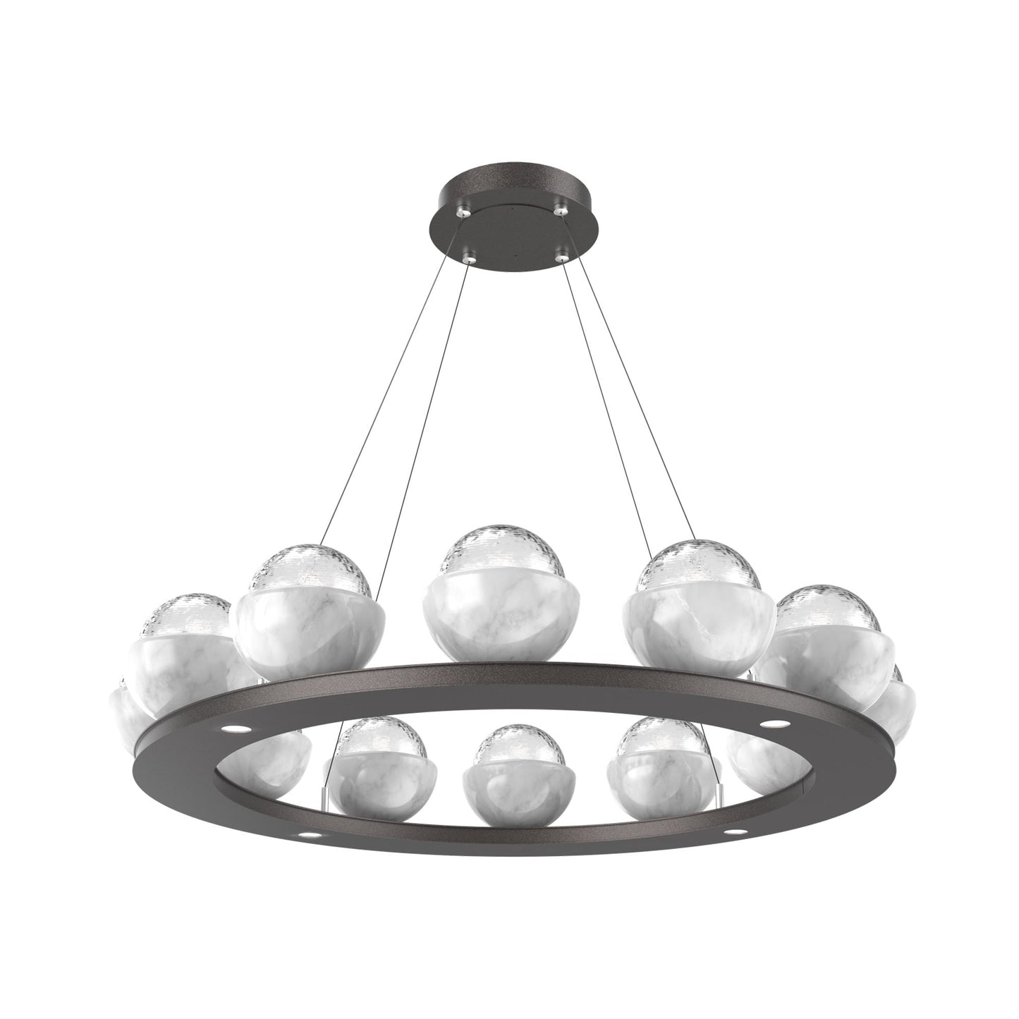 Cabochon Ring Clear LED Chandelier in Graphite/White Marble (36.7-Inch).