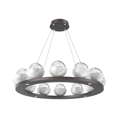 Cabochon Ring Clear LED Chandelier in Graphite/White Marble (36.7-Inch).