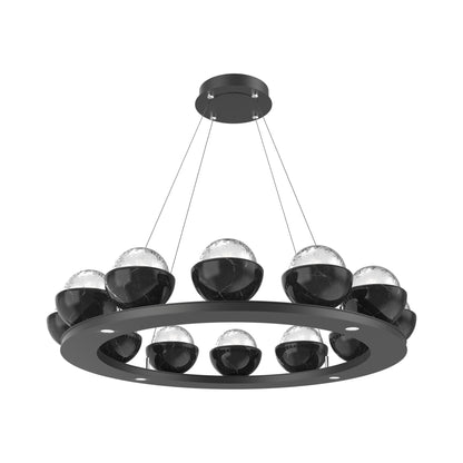 Cabochon Ring Clear LED Chandelier in Matte Black/Black Marble (36.7-Inch).