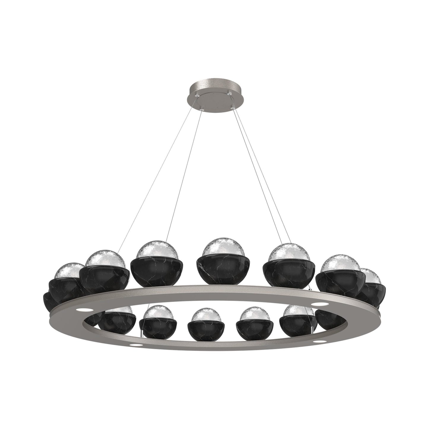 Cabochon Ring Clear LED Chandelier in Beige Silver/Black Marble (46.8-Inch).