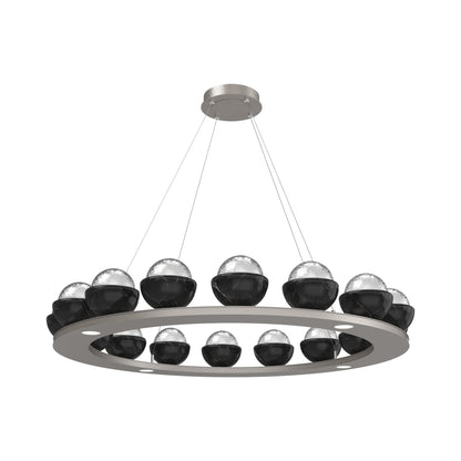 Cabochon Ring Clear LED Chandelier in Beige Silver/Black Marble (46.8-Inch).