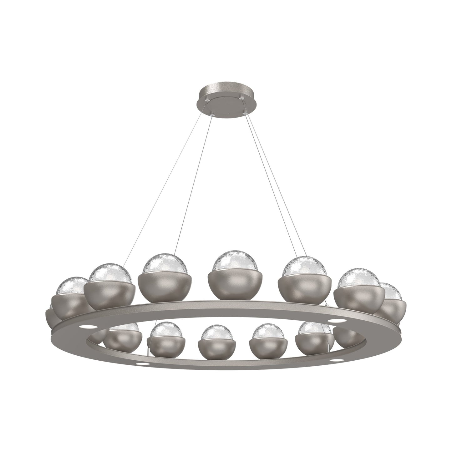 Cabochon Ring Clear LED Chandelier in Beige Silver/Matching Finish (46.8-Inch).
