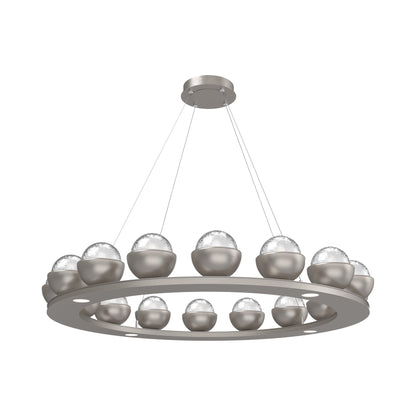 Cabochon Ring Clear LED Chandelier in Beige Silver/Matching Finish (46.8-Inch).