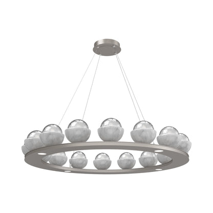Cabochon Ring Clear LED Chandelier in Beige Silver/White Marble (46.8-Inch).