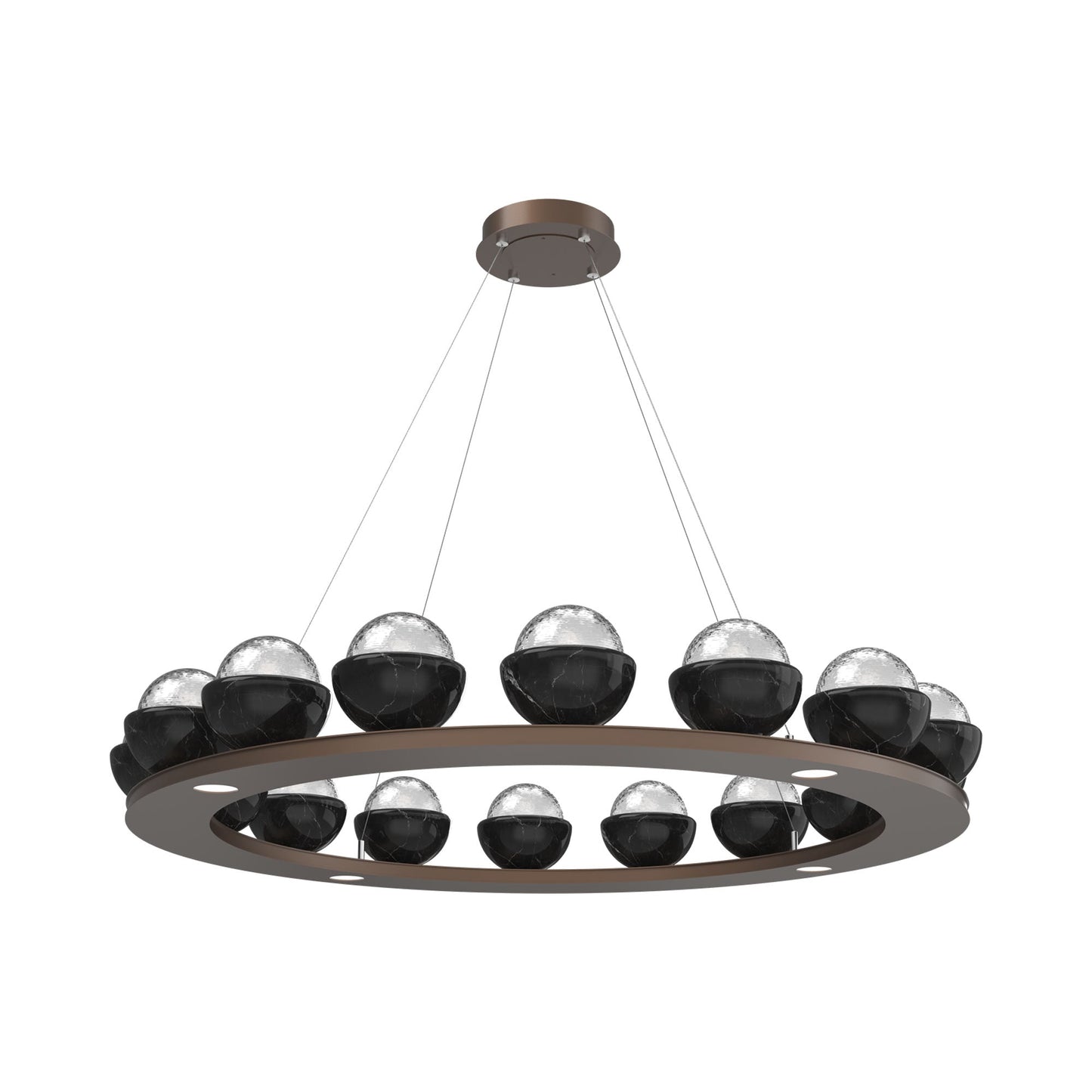 Cabochon Ring Clear LED Chandelier in Burnished Bronze/Black Marble (46.8-Inch).