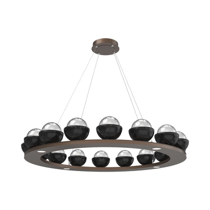 Cabochon Ring Clear LED Chandelier in Burnished Bronze/Black Marble (46.8-Inch).