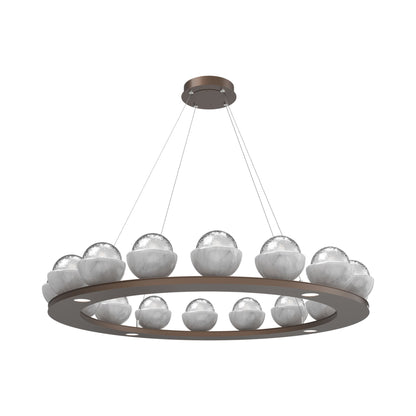 Cabochon Ring Clear LED Chandelier in Burnished Bronze/White Marble (46.8-Inch).