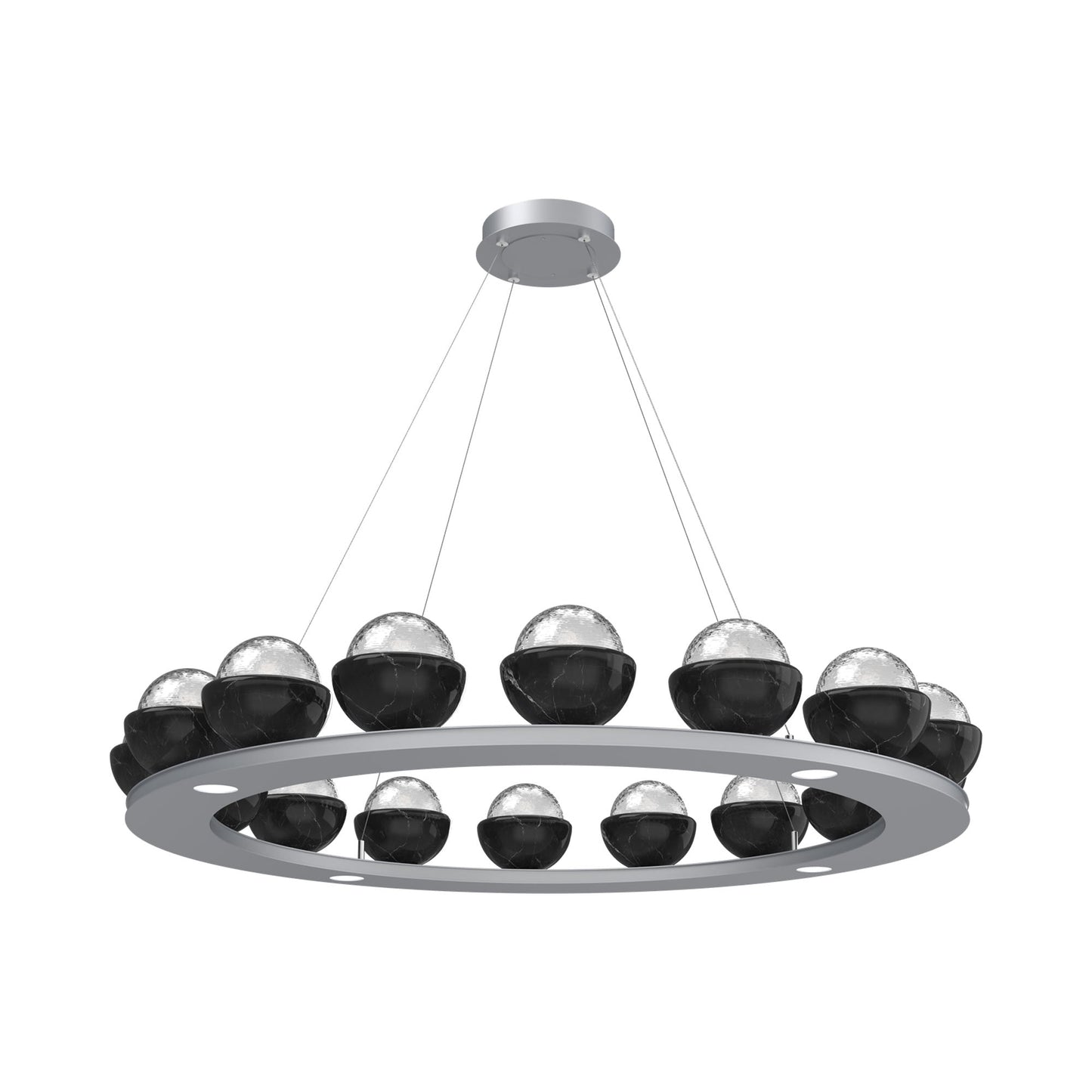 Cabochon Ring Clear LED Chandelier in Classic Silver/Black Marble (46.8-Inch).