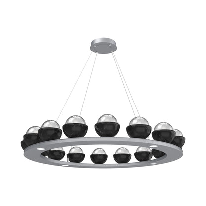 Cabochon Ring Clear LED Chandelier in Classic Silver/Black Marble (46.8-Inch).