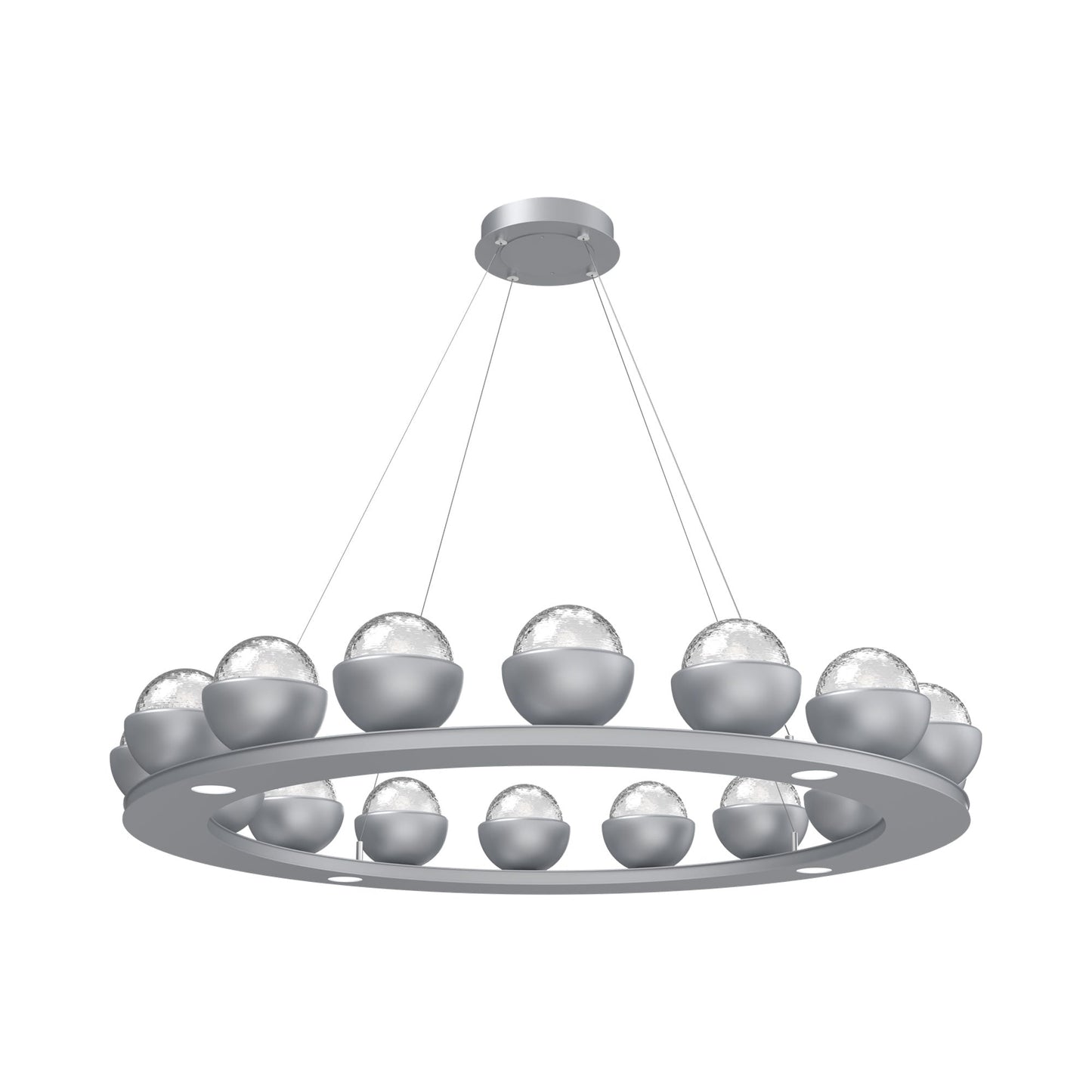 Cabochon Ring Clear LED Chandelier in Classic Silver/Matching Finish (46.8-Inch).