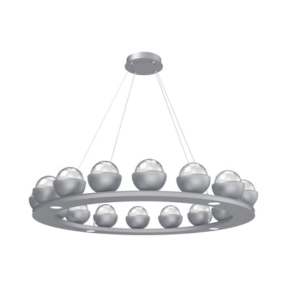 Cabochon Ring Clear LED Chandelier in Classic Silver/Matching Finish (46.8-Inch).