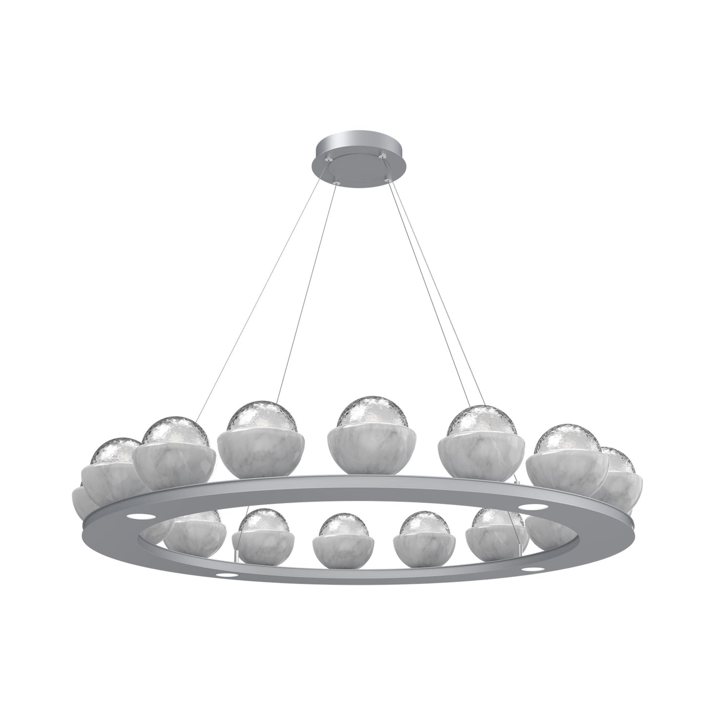 Cabochon Ring Clear LED Chandelier in Classic Silver/White Marble (46.8-Inch).