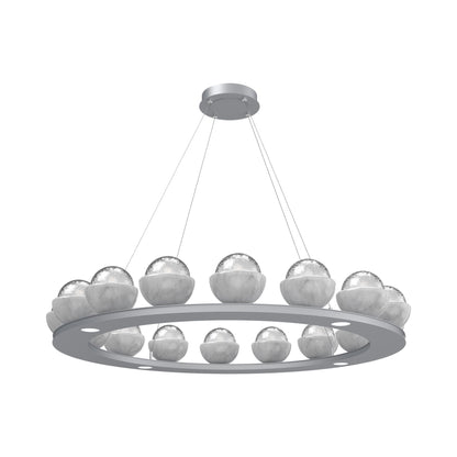 Cabochon Ring Clear LED Chandelier in Classic Silver/White Marble (46.8-Inch).