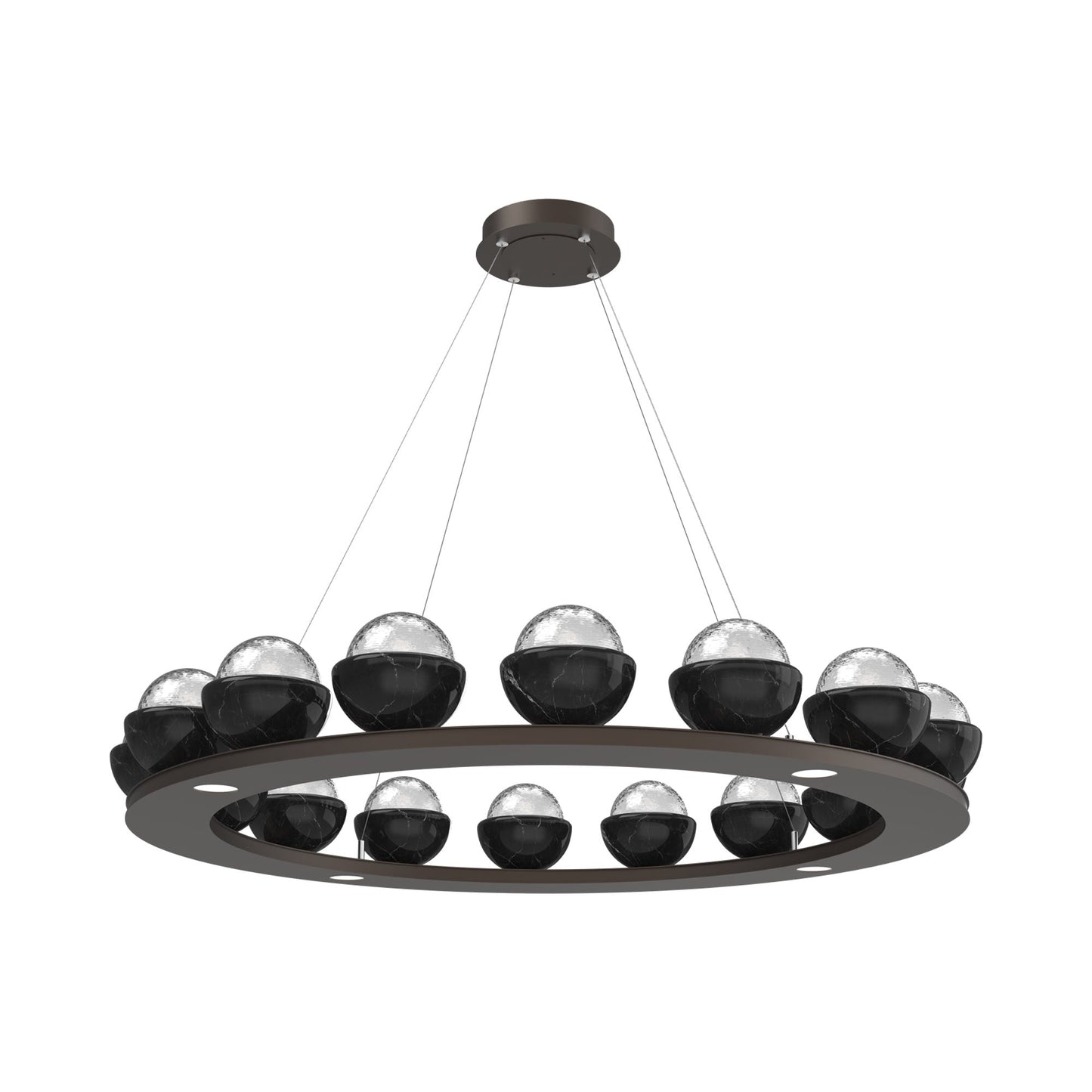 Cabochon Ring Clear LED Chandelier in Flat Bronze/Black Marble (46.8-Inch).
