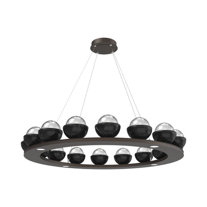 Cabochon Ring Clear LED Chandelier in Flat Bronze/Black Marble (46.8-Inch).