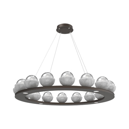 Cabochon Ring Clear LED Chandelier in Flat Bronze/White Marble (46.8-Inch).